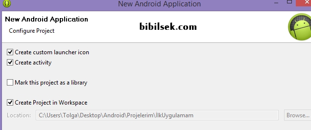 android proje oluşturma